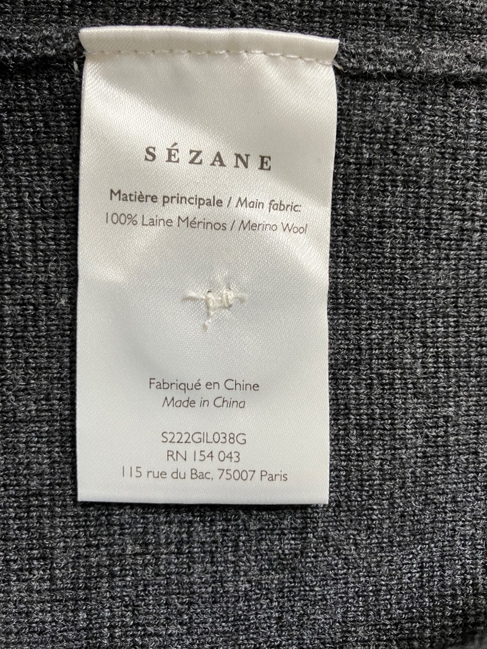 La Maille Sezane Betty Cardigan Sweater in Gray Merino Wool Women's Size Small - Picture 5 of 7